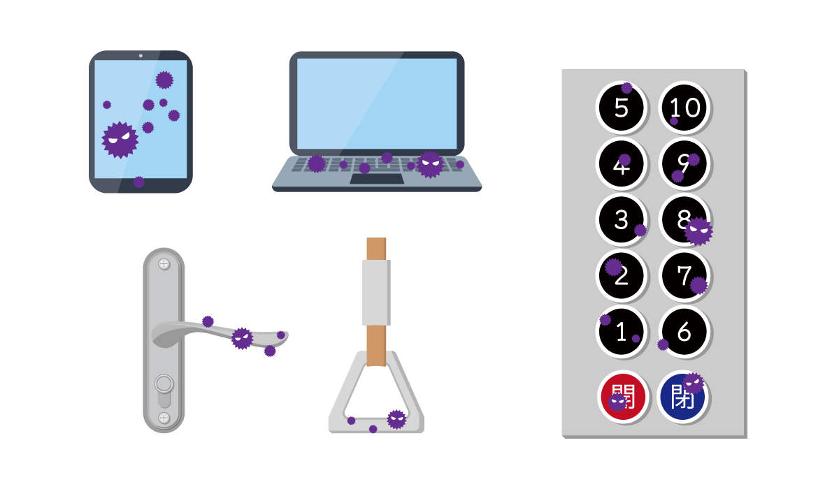 ウイルスが付着しやすい場所