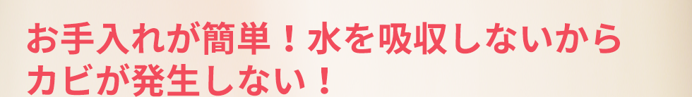 お手入れが簡単！水を吸収しないからカビが発生しない！